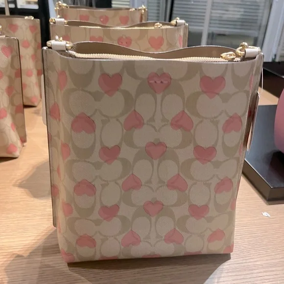 coach Mollie Bucket Bag 22 In Signature Canvas With Heart Print cp056 - Picture 4 of 10